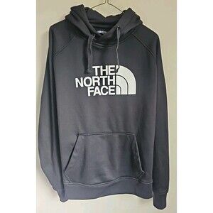 The North Face Hoodie Mens Medium Black White Pullover Sweatshirt Logo Cotton